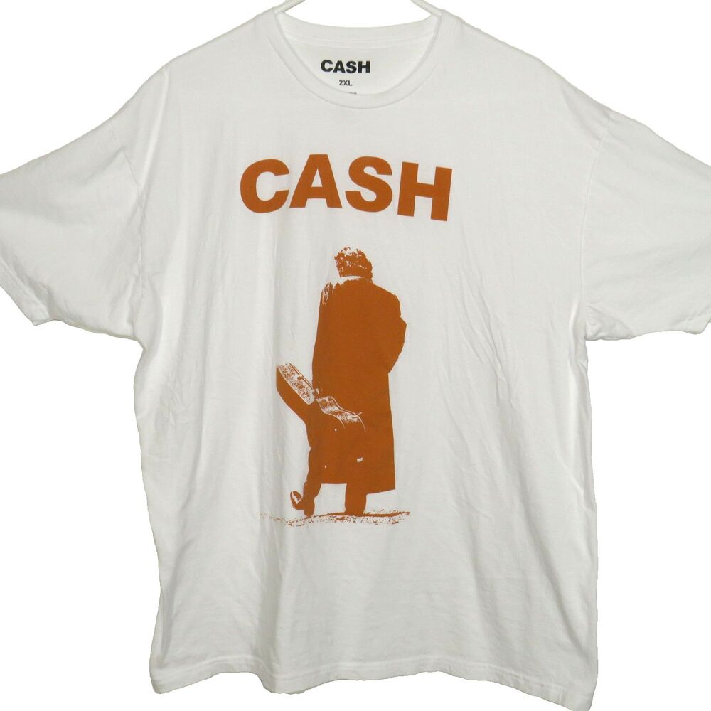 Johnny Cash Walk The Line White Cotton Tee Unisex Adult 2XL